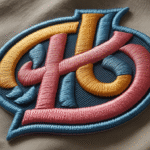 Custom embroidered patch with raised thread textures.