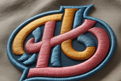 Custom embroidered patch with raised thread textures.