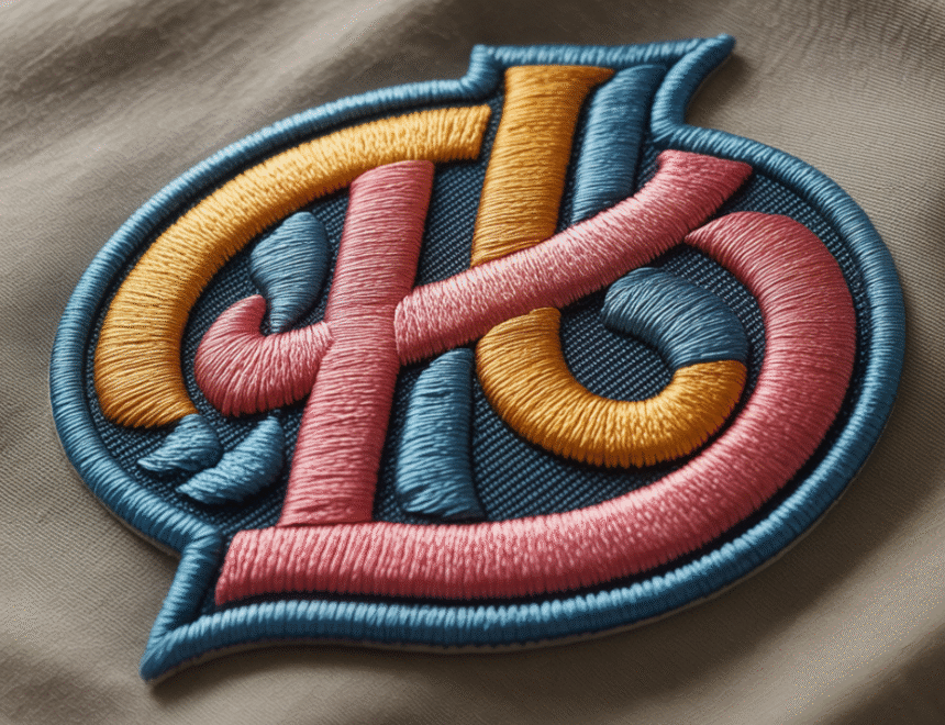 Custom embroidered patch with raised thread textures.